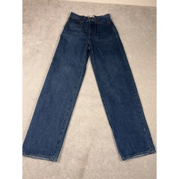 Madewell Blue Jeans Baggy Straight Leg 24 High Rise‎ Denim Pants Cotton Hemp - Image 2