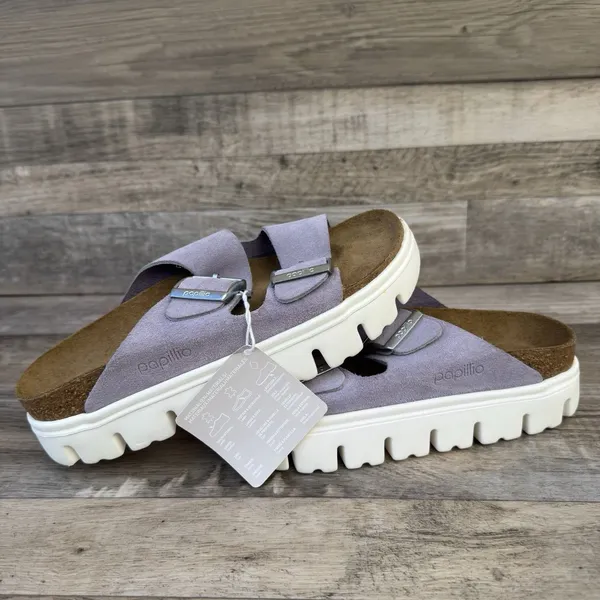 Papillio by Birkenstock Arizona Chunky Platform Sandal Lavender Suede Sz 37 - Image 8