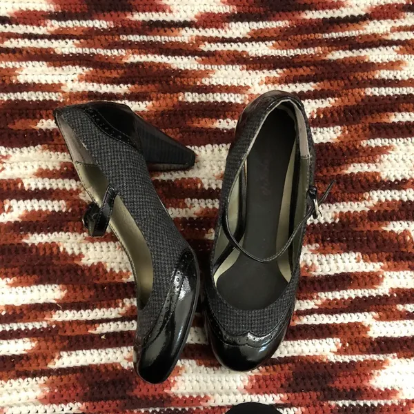 Y2K Black Wingtip Whimsygoth Gothic schoolgirl leather Mary jane heels pumps oxford preppy plaid dark academia office siren core chunky platform round toe-8.5M #bratz #destroyer #fairycore #grunge - Image 3