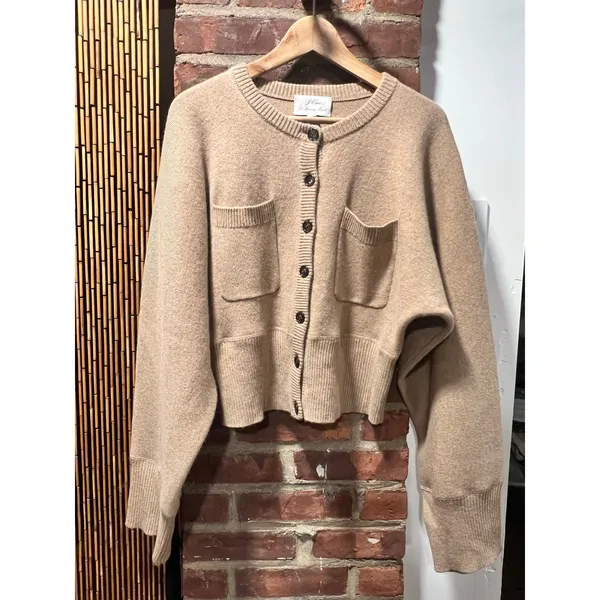 J.Crew 75 Spring Street 95% Cashmere Cropped Pocket Cardigan Quiet Luxury M - Image 2