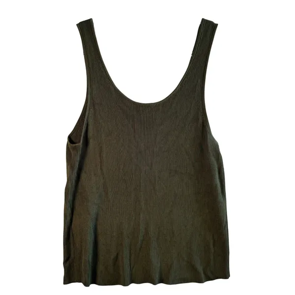 Madewell‎ Ribbed Tank Top Viscose Knit Dark Olive Green XL Summer Basic Capsule - Image 2