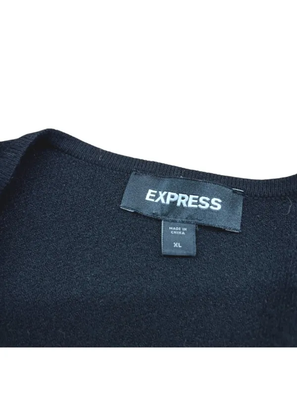 Express Black Puff Sleeve Open Cardigan Sweater Minimalist Quiet Luxury Size XL - Image 8