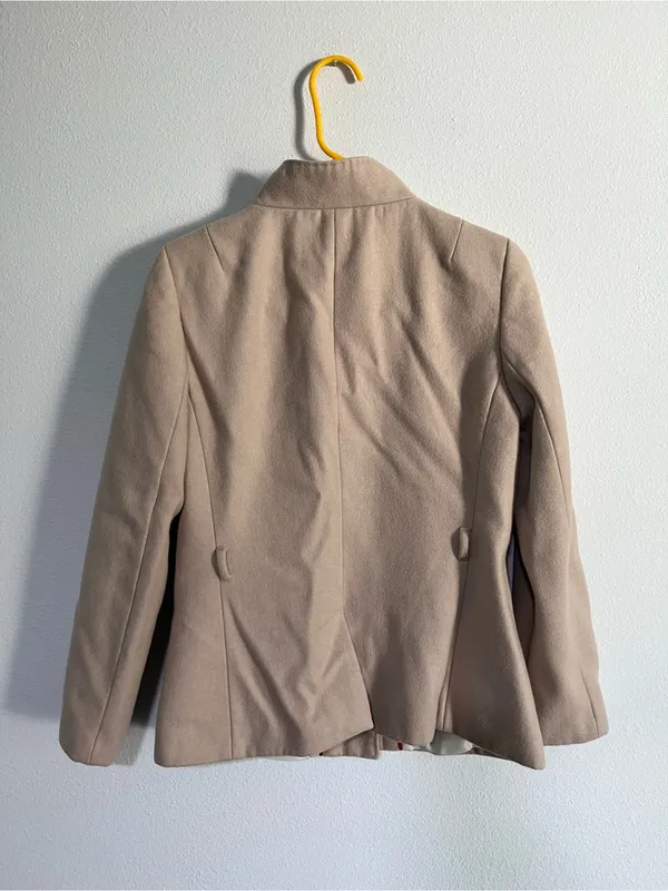 Banana Republic Women's Taupe Short Wool-Blend Coat Winter Fall Coat Medium - Image 5