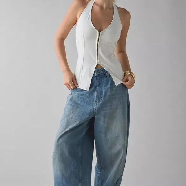 UO Sari Seamed Linen-Blend‎ Halter Vest Top NWT Size XXS - Image 3