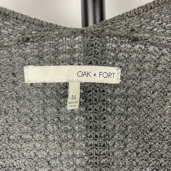 Oak + Fort Gray Open Knit Oversized Open Front Slouchy Cardigan‎ with Pockets - Image 4