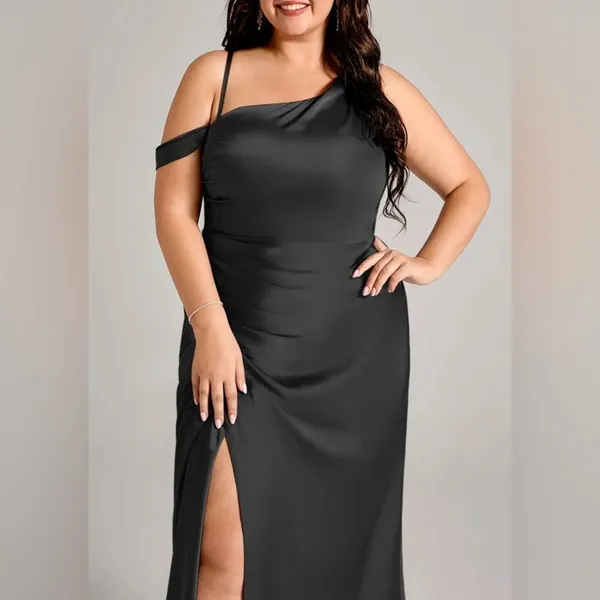 Azazie Madelyn Mermaid One Shoulder Convertible Dress Black Size 4 NWT - Image 2