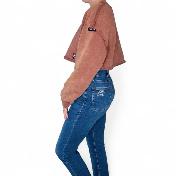 Alphalete Orange Red Cropped Athletic Casual Sweatshirt - Image 2