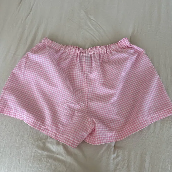 Handmade pink gingham boxer shorts Size L - Image 4