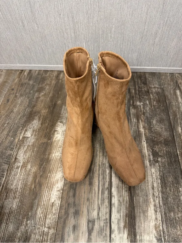a new day Tan Block Heel Faux Suede Ankle Booties Size 9.5 - Image 7