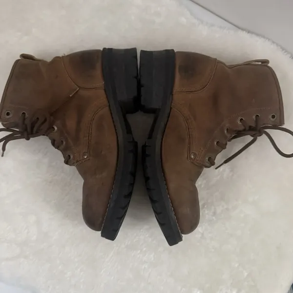 Skechers Womens 8.5 Combat Boots Brown Leather Chunky Biker Grunge Y2K - Image 5