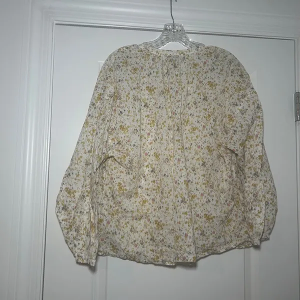 J.Crew Womens L Floral Cotton Button Down Blouse Yellow Pink Ditsy cottage boho - Image 6