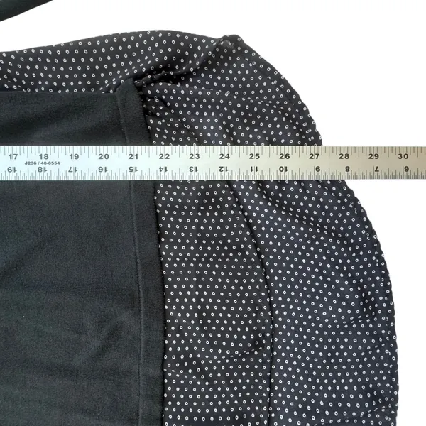 Loft Ann Taylor Mixed Media Polka Dot Sweater Black Womens Medium High Low Top - Image 7