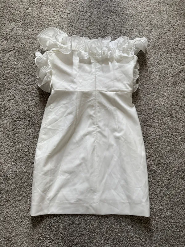 ZARA White Ruffle Dress  - Image 3