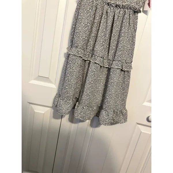 Jessica‎ Simpson Mini Dress Smocked Tiered Black White Leopard Print NWT Boho M - Image 4