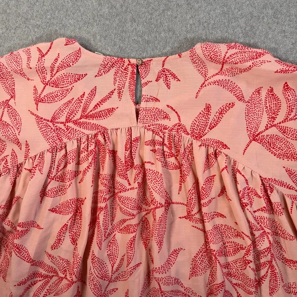 Easel Los Angeles Women's 1X Pink Red Leaf Print Babydoll Top Short Sleeve - Image 9