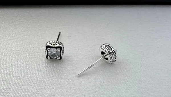 CZ 5mm Small Geometric Square Stud Earrings for Men Women - Image 4
