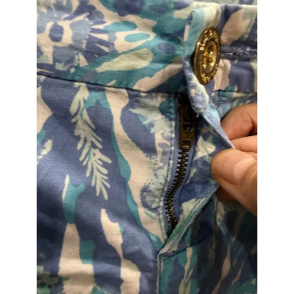 Lilly Pulitzer Womens Shorts 10 Blue Scalloped Hem Buttercup Floral Print - Image 4