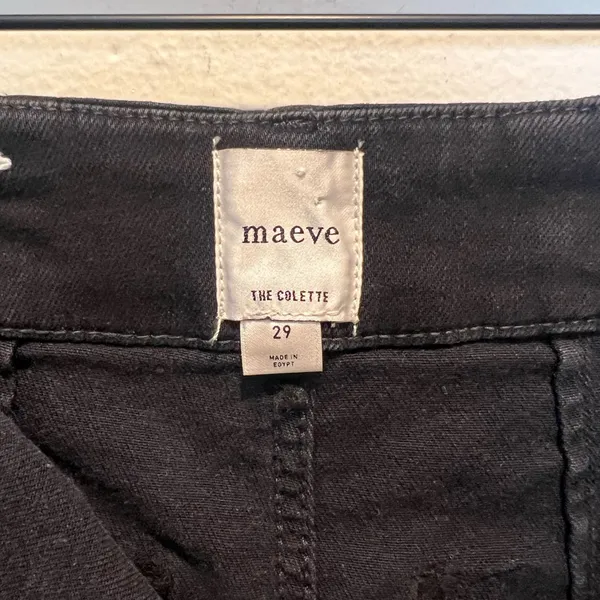 ANTHROPOLOGIE- Maeve The Colette High Rise Crop Wide Leg Jeans Black Size 29 - Image 7