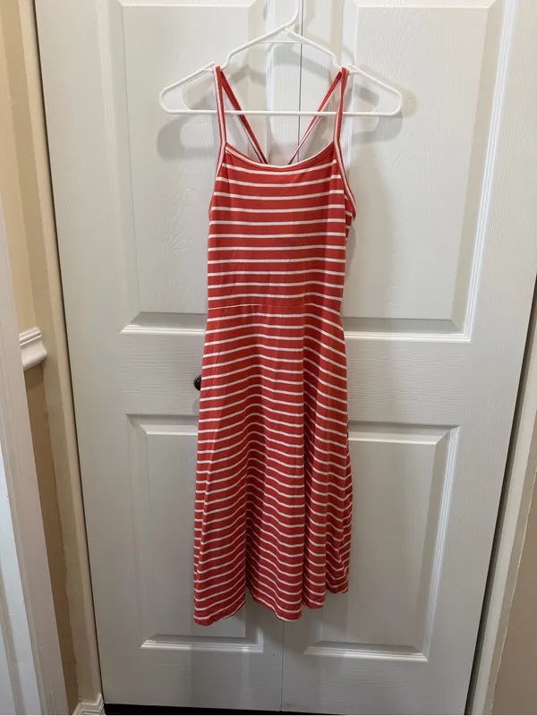Pact Striped Organic Cotton Spaghetti Strap Mini Dress S - Image 2