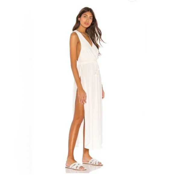 L*SPACE Cream Kenzie Dress Cover up Open‎ Sides Midi Size Large - Image 2