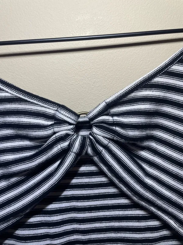 We The Free Black and White Striped Midi Dress, large - Image 3