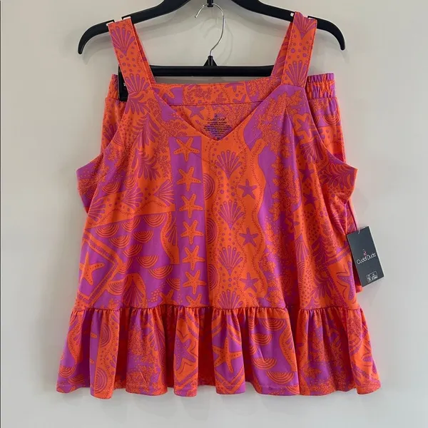 Cuddl Duds Cozy Tank Top Shorts Pajama NEW Set 2pc Large Coral Shell - Image 2