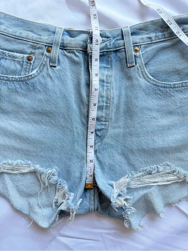 Levi’s 501 Button Fly Cotton High Rise Denim Shorts Size 28 - Image 12