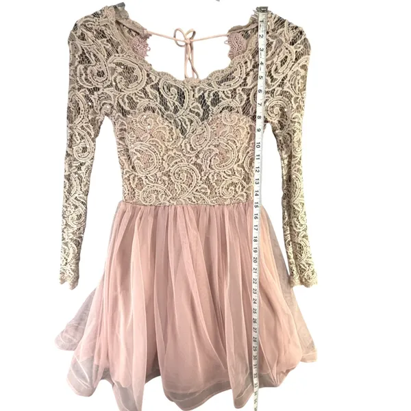 Y2K Sequin Hearts‎ Lace Tulle Dress Open Back Homecoming Party Juniors 1 Ballet - Image 11