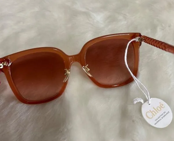 Chloé Core 56mm Square Sunglasses Nude Nude Orange Womens Size NS - Image 9