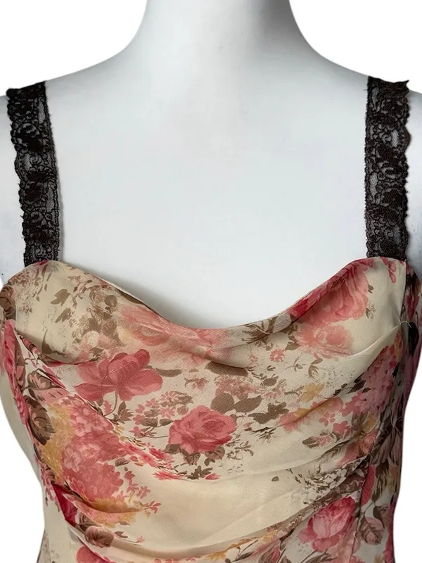 XOXO Y2K Fairy Chiffon Floral Handkerchief Top - Image 2