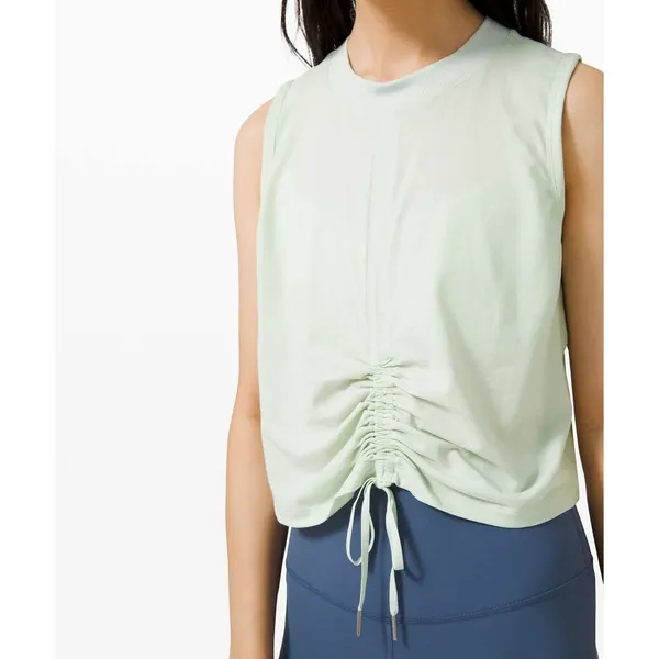 Lululemon Cinch Me Up Front Tank Springtime Green Ruched Cropped Top Size Small - Image 10