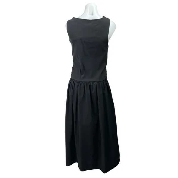 PrettyLittleThing Black Sleeveless Ruched Drop Waist A Line Maxi Dress Size 10 - Image 3