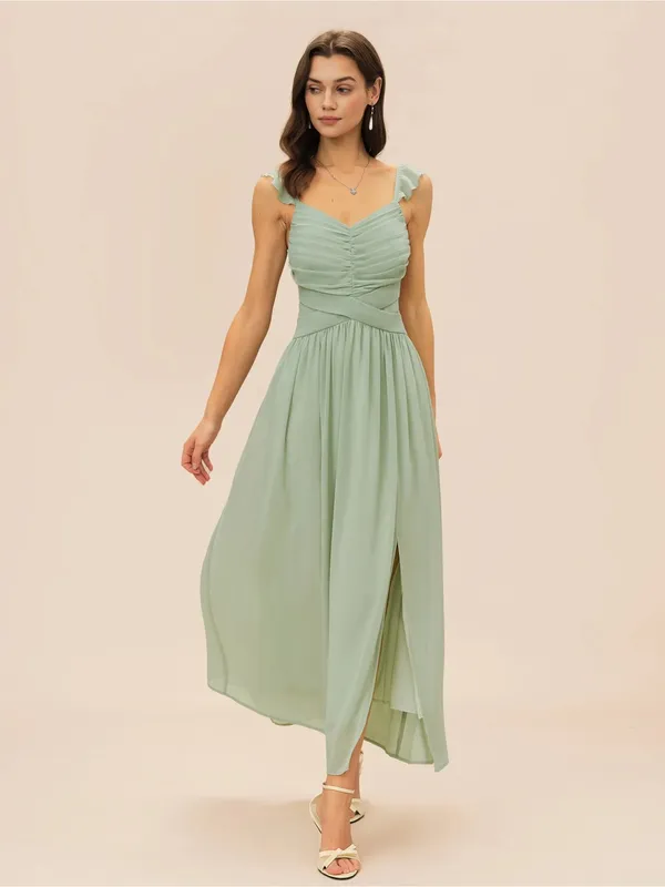 Rihoas Sage Green Ruffle Strap Maxi Dress - Image 4