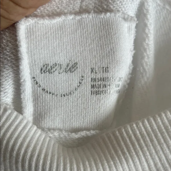 Aerie White Big Chill Oversized Distressed Sweatshirt - Image 7