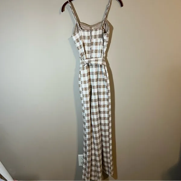 Anthropologie En Saison Brown Plaid Gingham Jumpsuit XS - Image 7