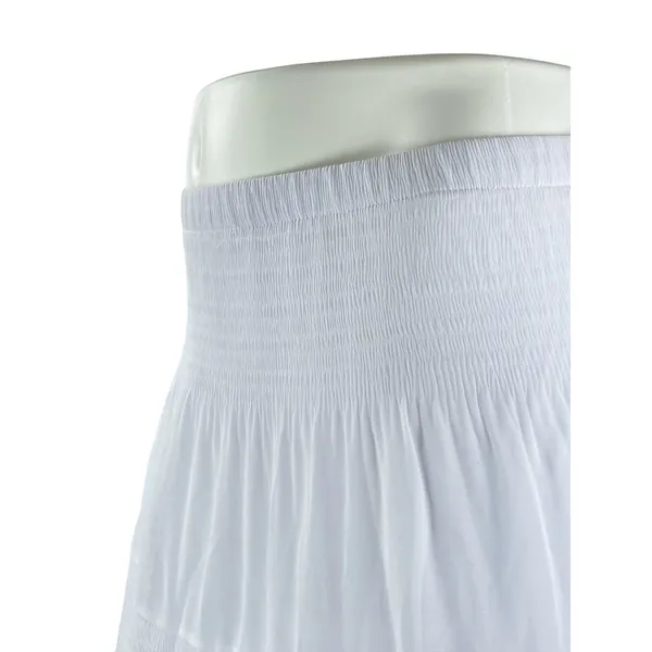 Nashalyly Women's White Elastic Waist Ruffled Tiered Maxi Flare A-Line Skirt XL - Image 2