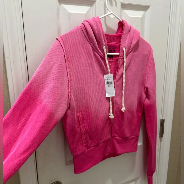 American Eagle Womens Hoodie This Feels Seriously Lived In Zip Up Pink Small NWT - Image 11