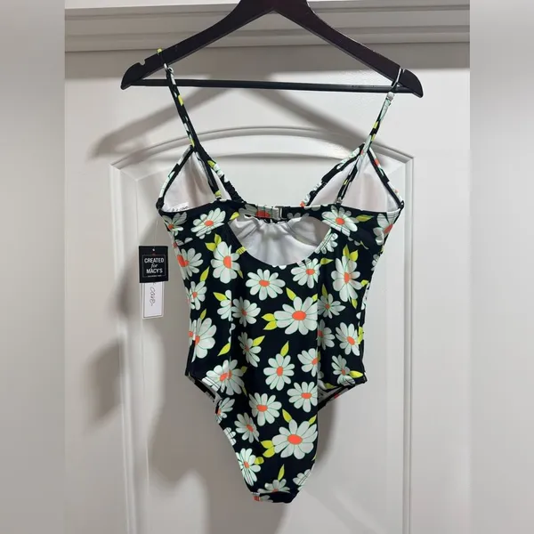 Salt & Cove Macys black‎ floral swim suit NWT Juniors Large - Image 6