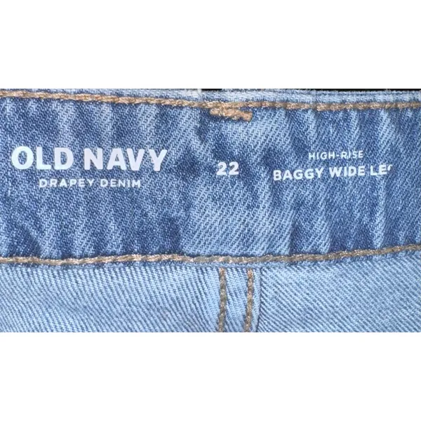 Old Navy Baggy Wide Leg Jeans Women's 22‎ Medium Wash Skater Pockets Retro Denim - Image 5