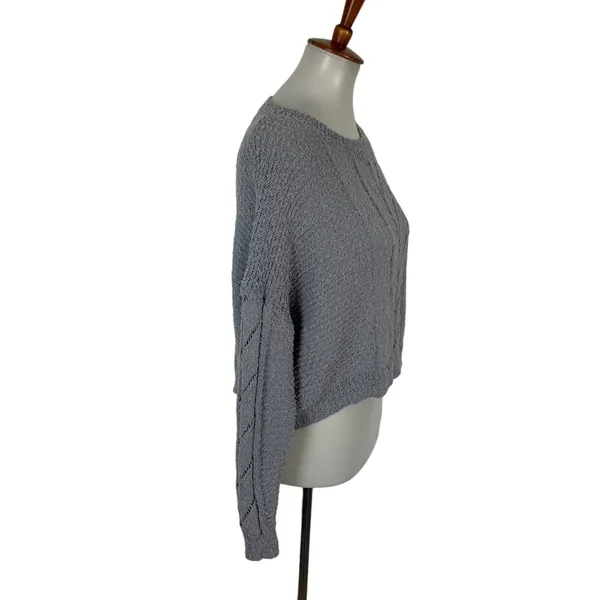 Altar'd State Sweater XS Gray Cropped Knit Pullover‎ Boho Cozy Trendy - Image 3