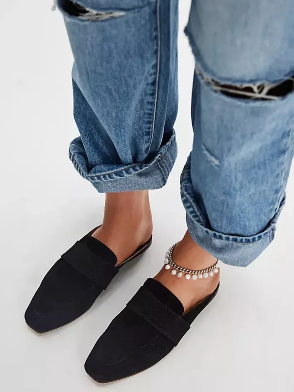 Free People At Ease Loafer Mule Black Snake Skin Embossed Slip-On Clog Size 40.5 - Image 2