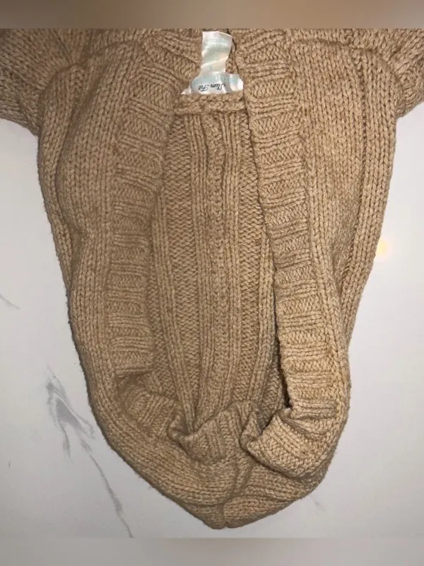 Fisherman's Sweater Cardigan Cotton Wool Size S Chunky Cropped - Image 8
