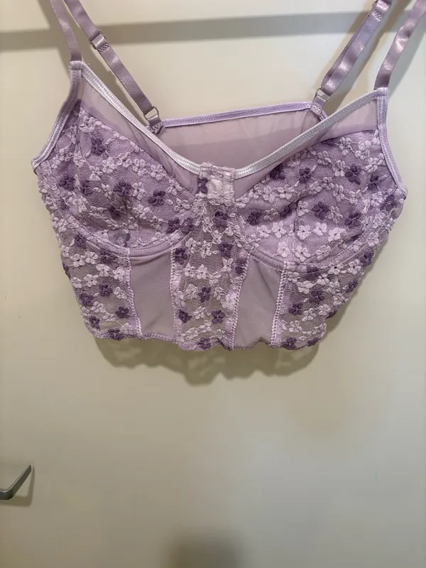 Lilac floral lace crop top Purple Size M - Image 5