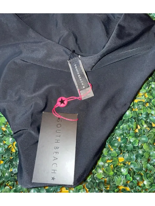 South Beach Black Plunge Tie Back Swimsuit NEW SZ UK 8 US 4 - Image 5