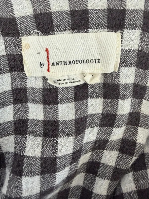 Anthropologie black and white gingham button front shirt - Image 2