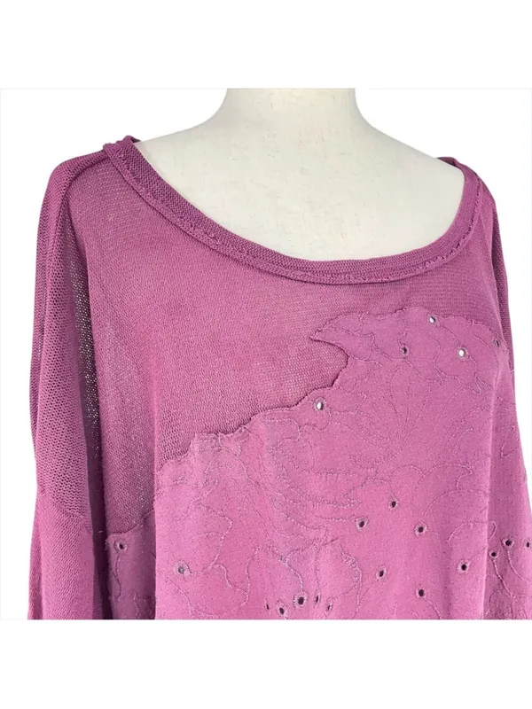 $98 Free People Palm Tree Dreams Tunic top in berry cake L - Image 3