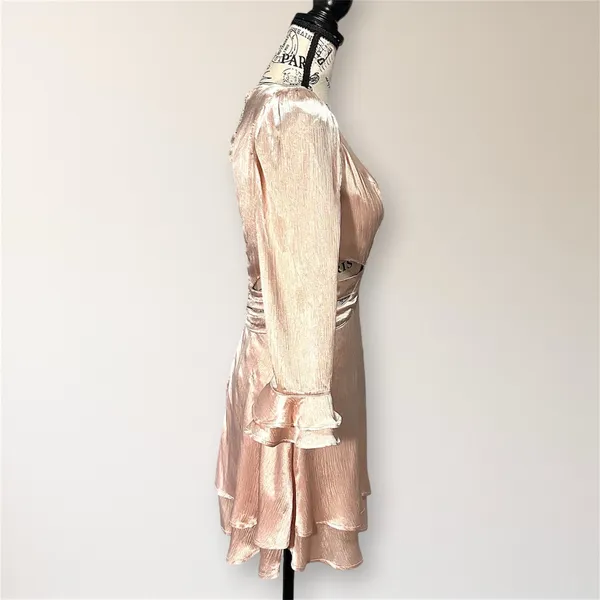 RAHI Pink Satin Cutout‎ Ruffle Mini Dress S Homecoming Wedding Guest Party - Image 5