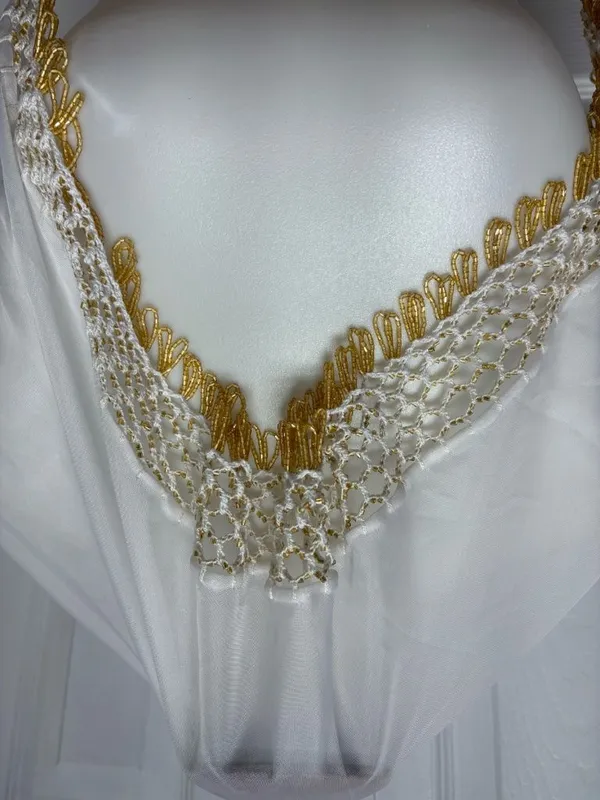 Egyptian Belly Dance Hip Scarf With Gold‎ Bead Trimming - 39" x 25" x 25". - Image 5
