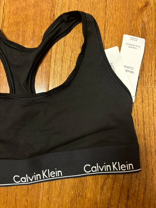 NWT Calvin Klein Modern Cotton Unlined racer back Bralette logo band - Image 3