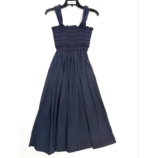 Club Monaco Cotton Smocked Midi Dress black - Image 3